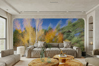 The image uses streaks of vibrant oranges, reds, and yellows.

