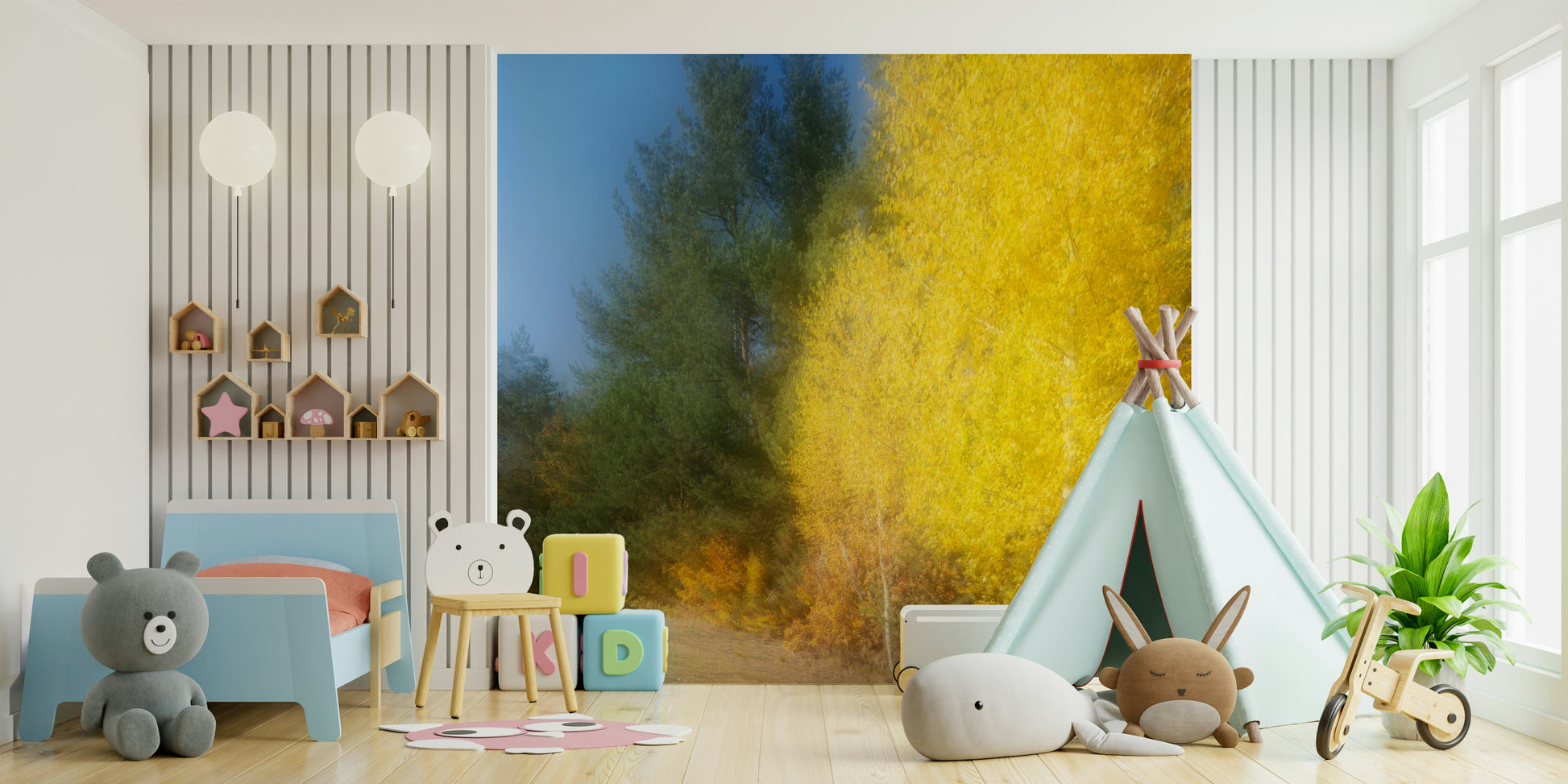 A close-up view shows the smooth, blending lines of the abstract art.

