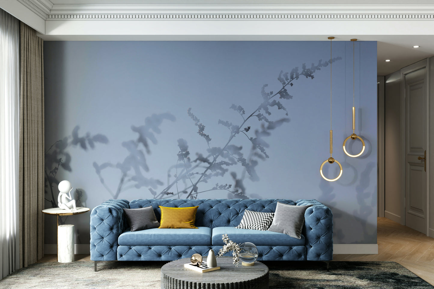 Organic floral wallpaper for interiors
