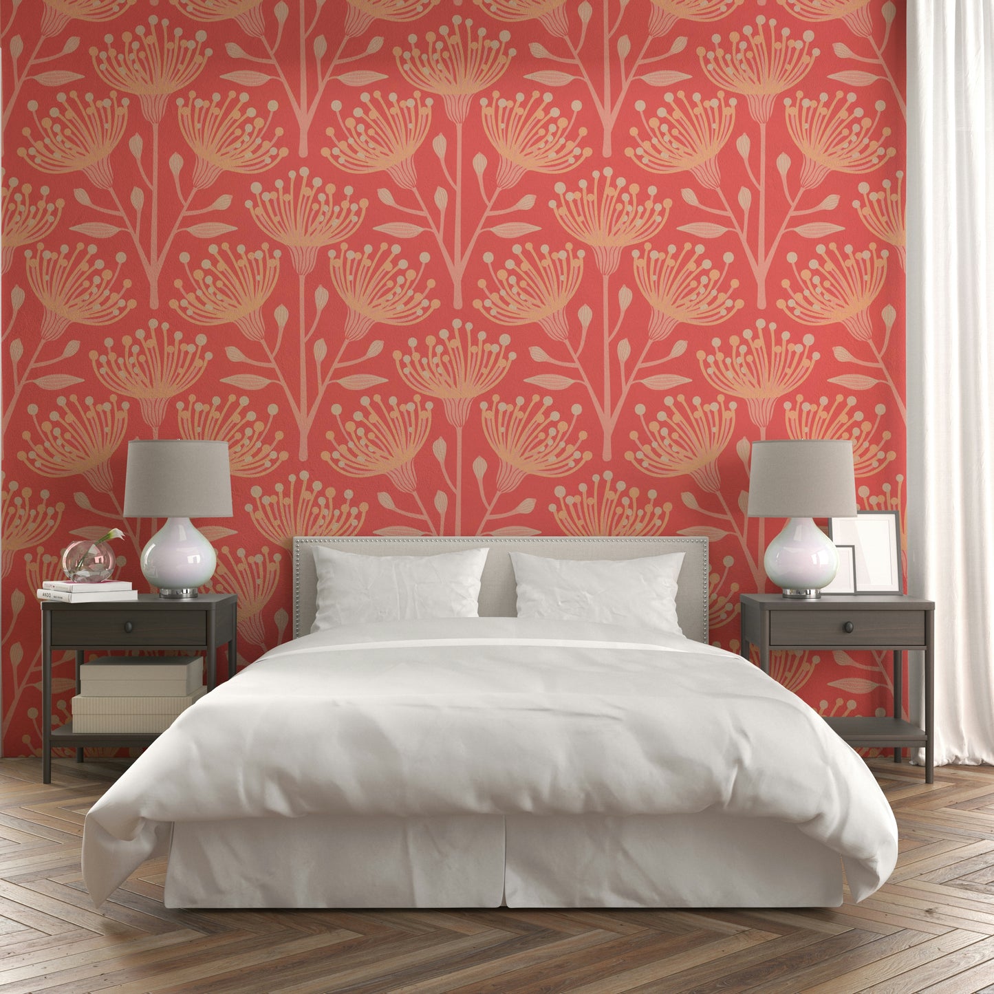 Nature-inspired coral wallpaper mural

