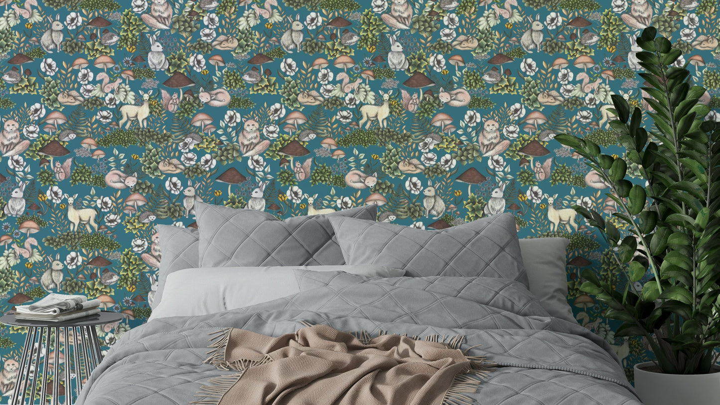 Woodland animal mural wallpaper
