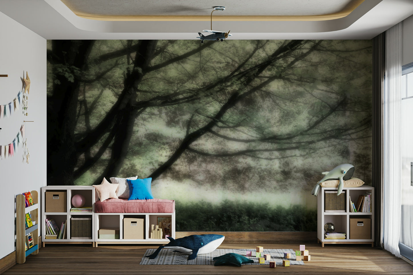 Muted nature view wall mural
