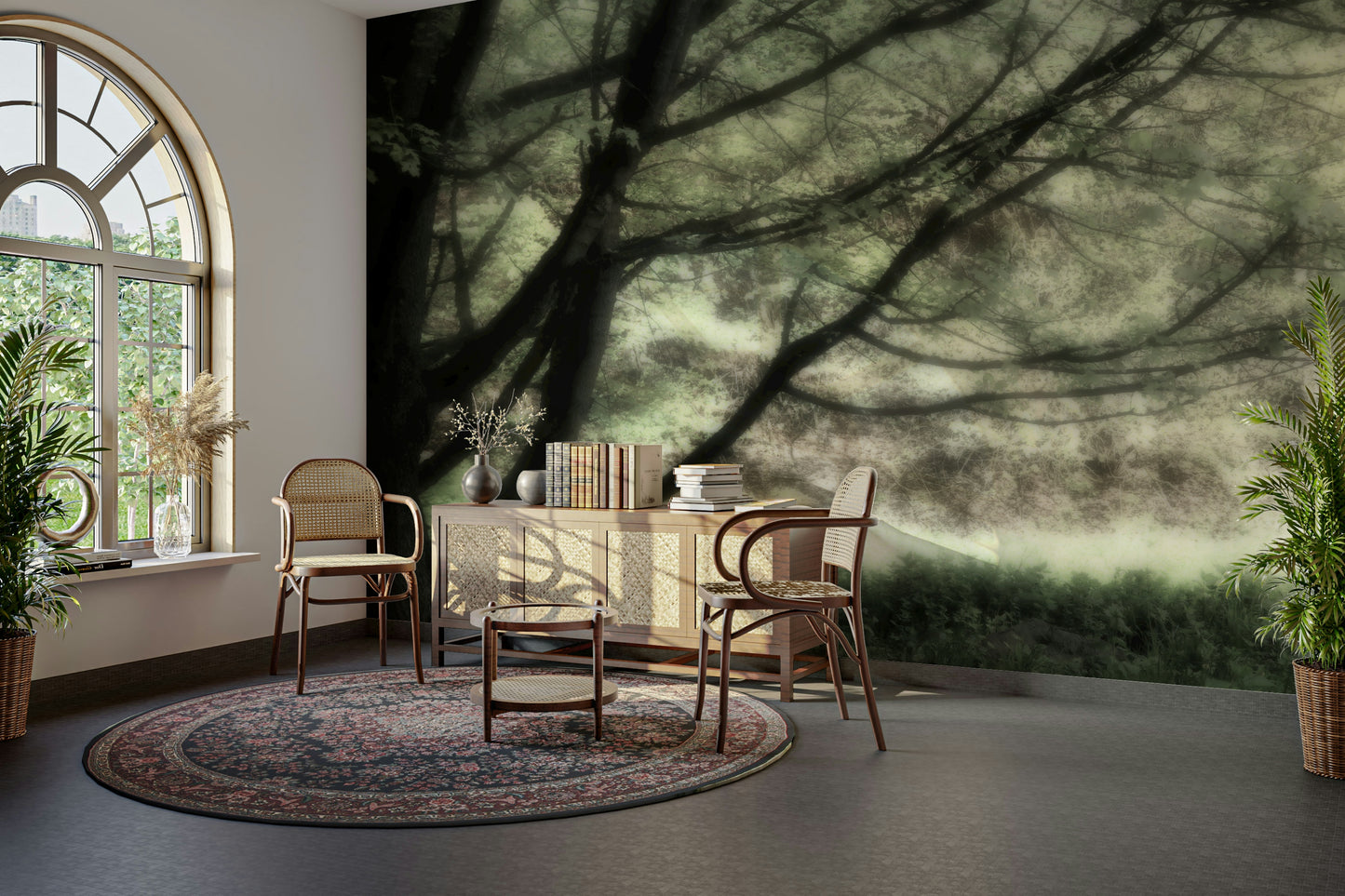 Calm green tones wall mural
