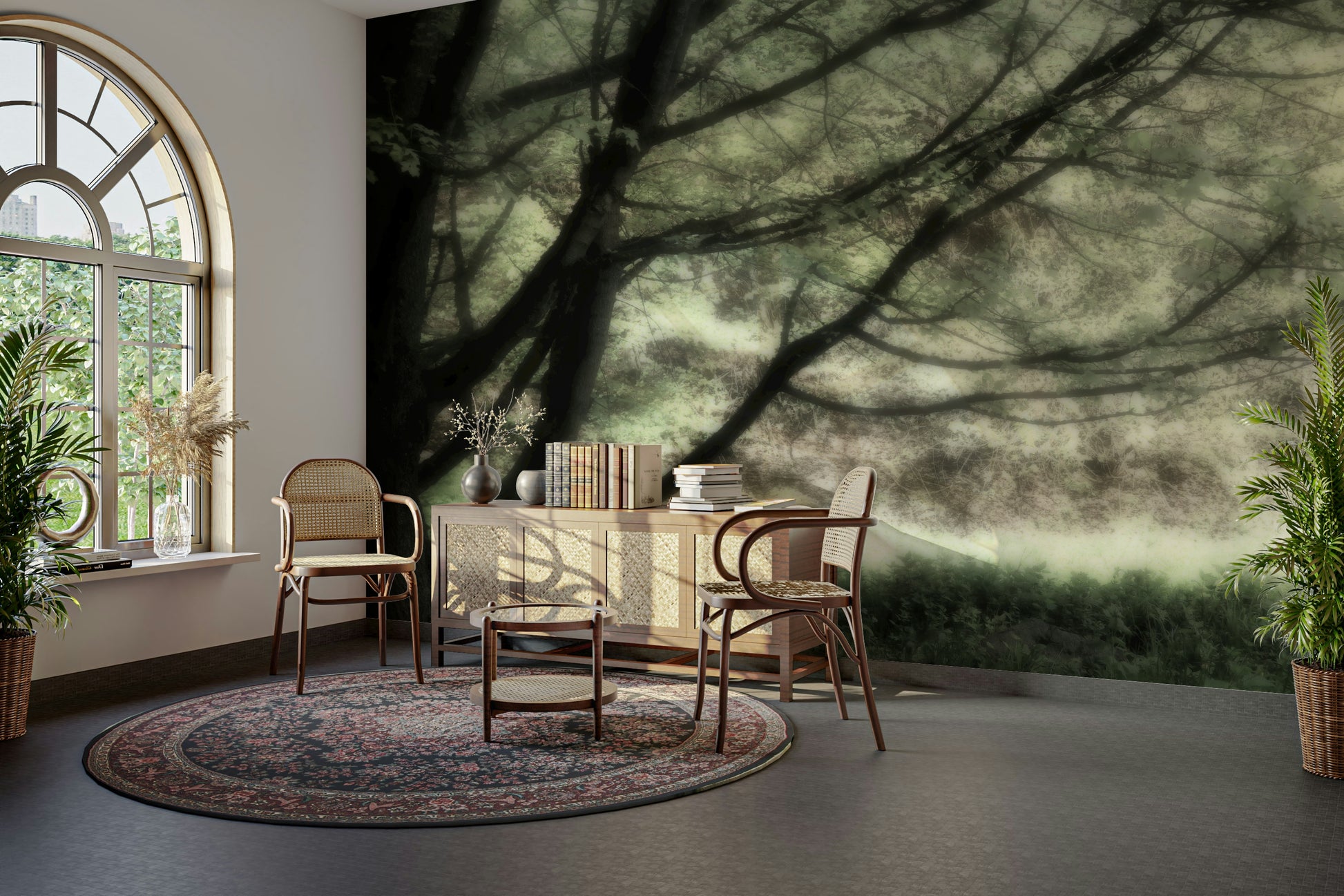 Calm green tones wall mural
