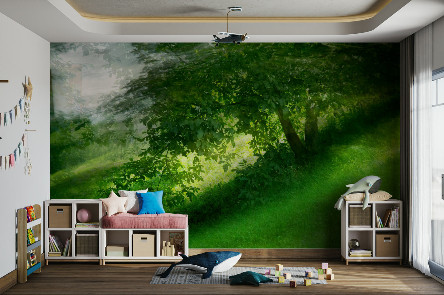 Calm green outdoor mural
