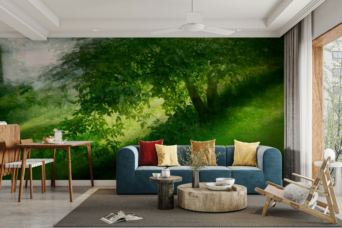 Peaceful green tones wall mural

