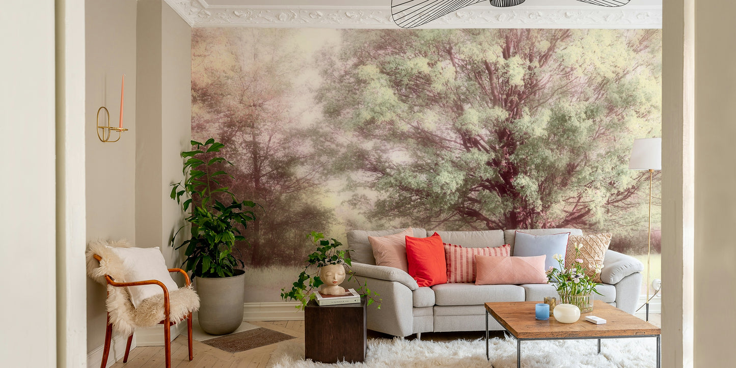 Gentle nature-inspired mural wallpaper
