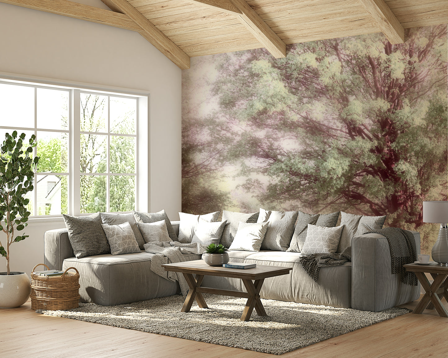 Peaceful green tree wall art
