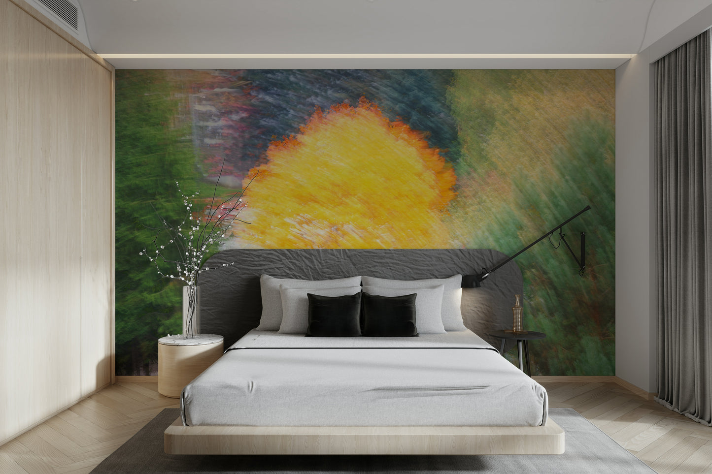 Single tree with golden foliage mural
