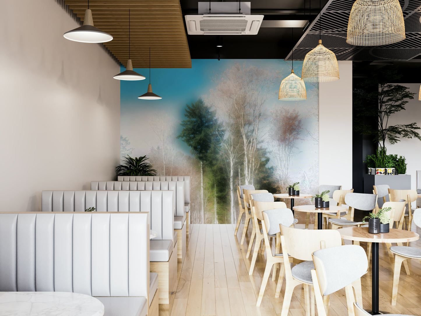 Tranquil woodland scene wallpaper
