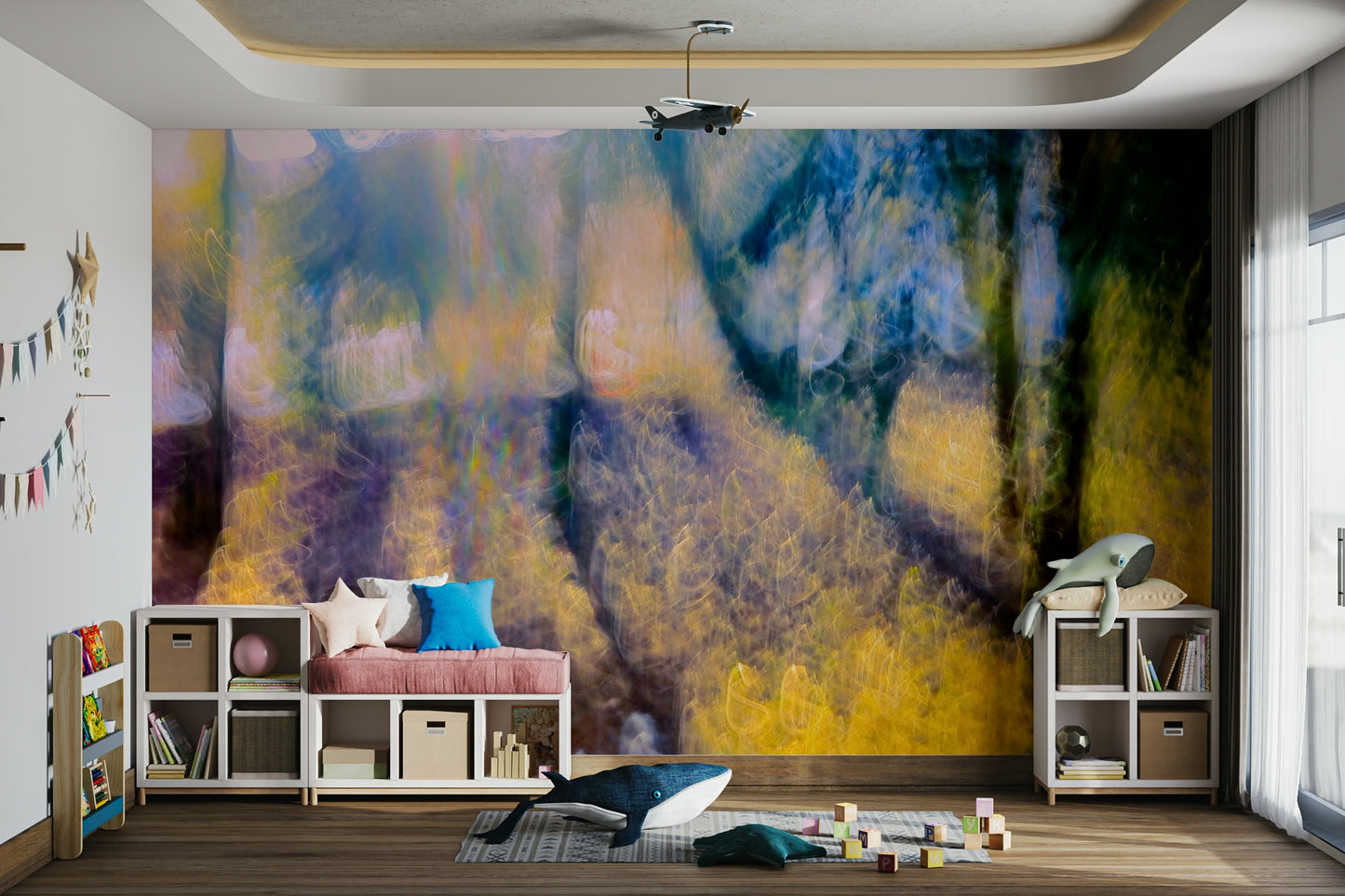 Peaceful blurred forest wallpaper
