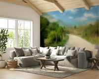 Green field and road mural
