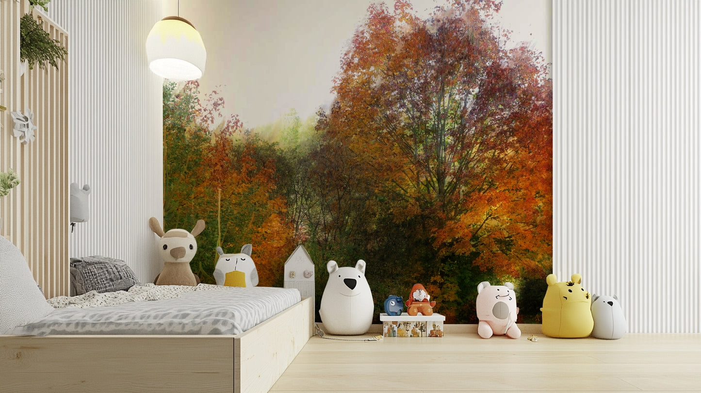 Autumn foliage mural wallpaper
