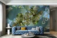 Muted tones blossom mural design
