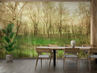 Layered foliage wall mural design
