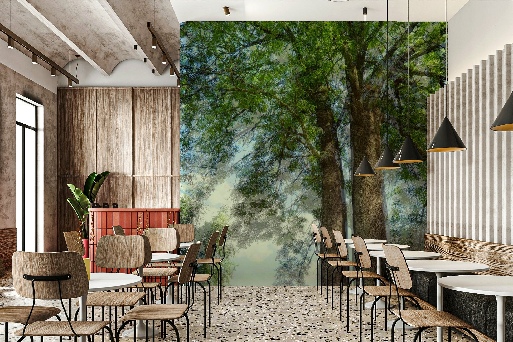 Natural foliage wall art wallpaper
