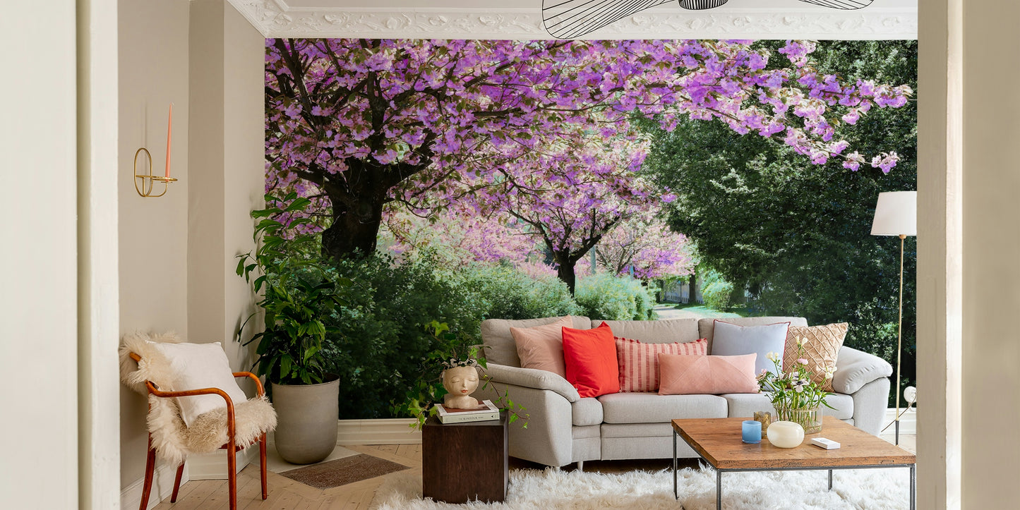 Soft floral tree wallpaper for walls

