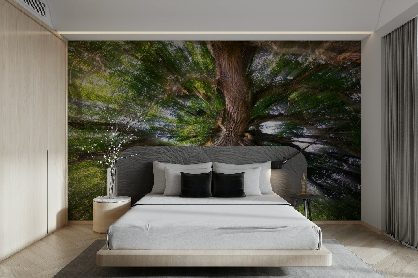 Vibrant forest scene wall mural
