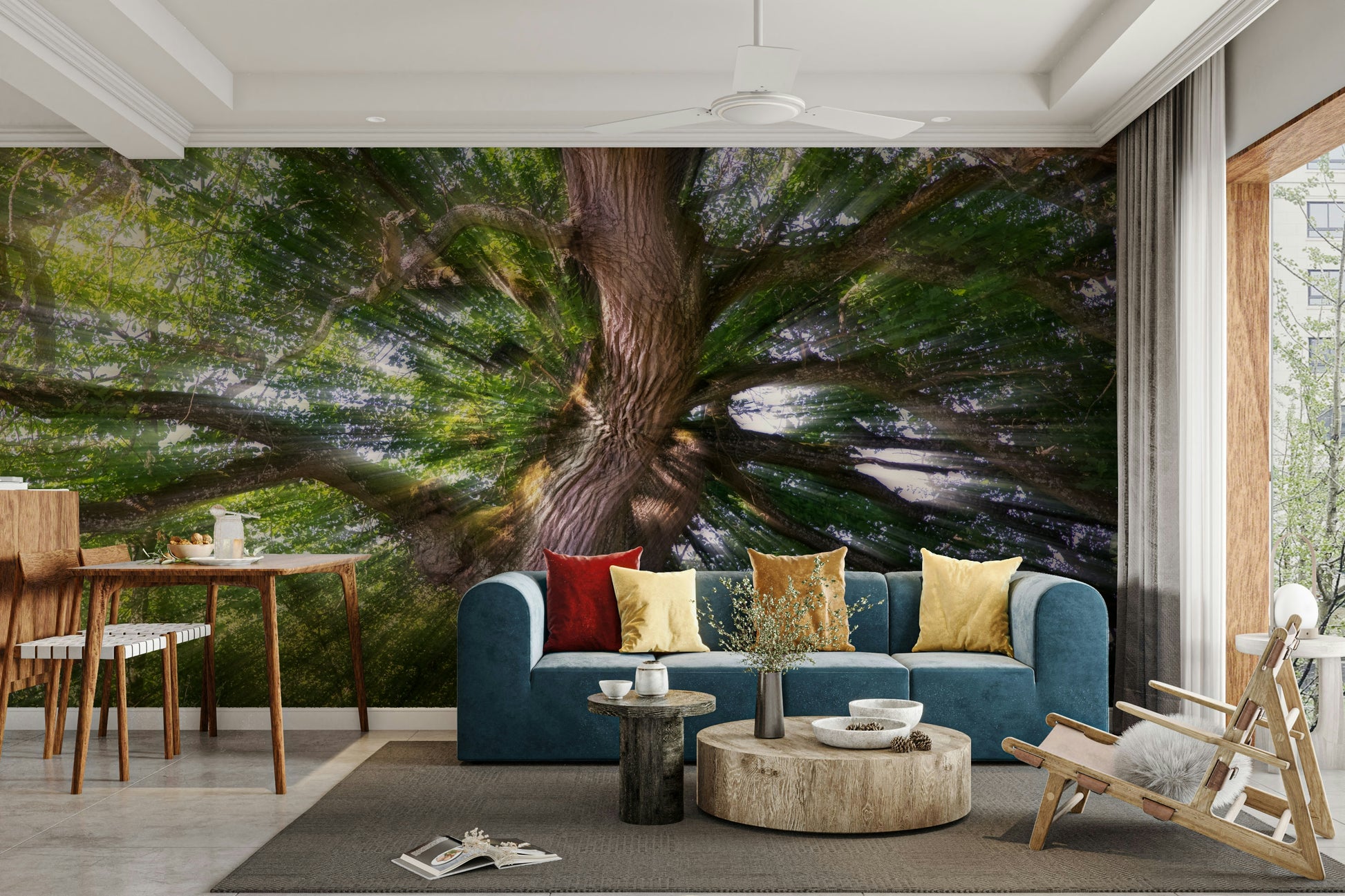 Rich detail forest wall mural
