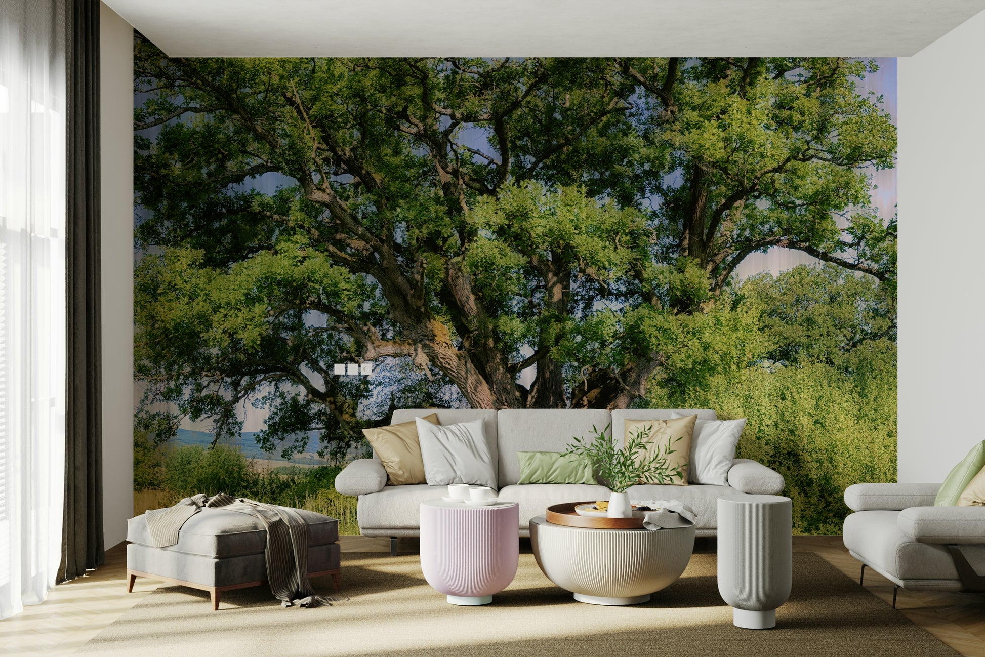 Earthy landscape tree wall art
