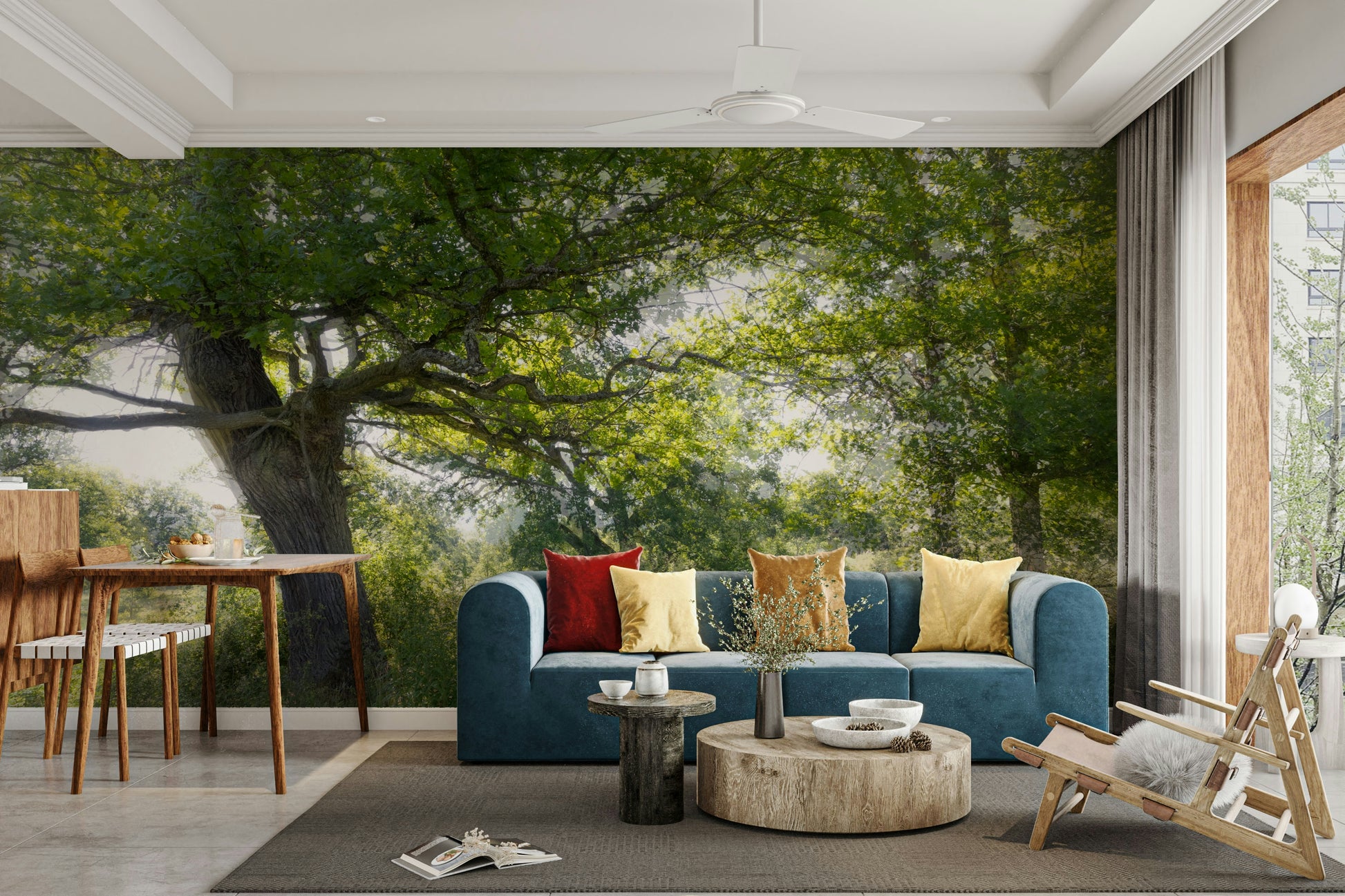 Single tree mural for interiors
