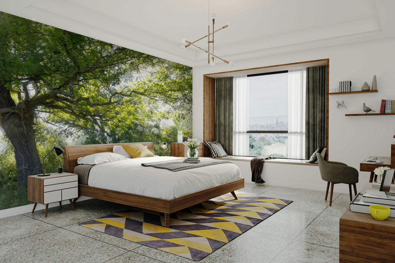 Green tree mural wallpaper
