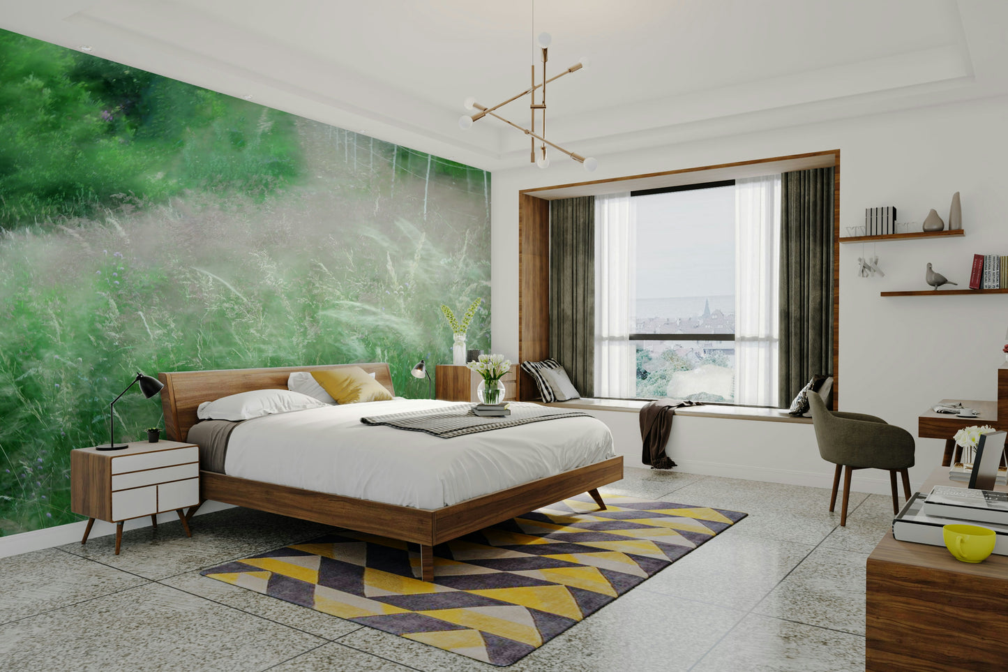 Calm greenery wall mural for walls
