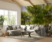 Lush trees with soft light wallpaper
