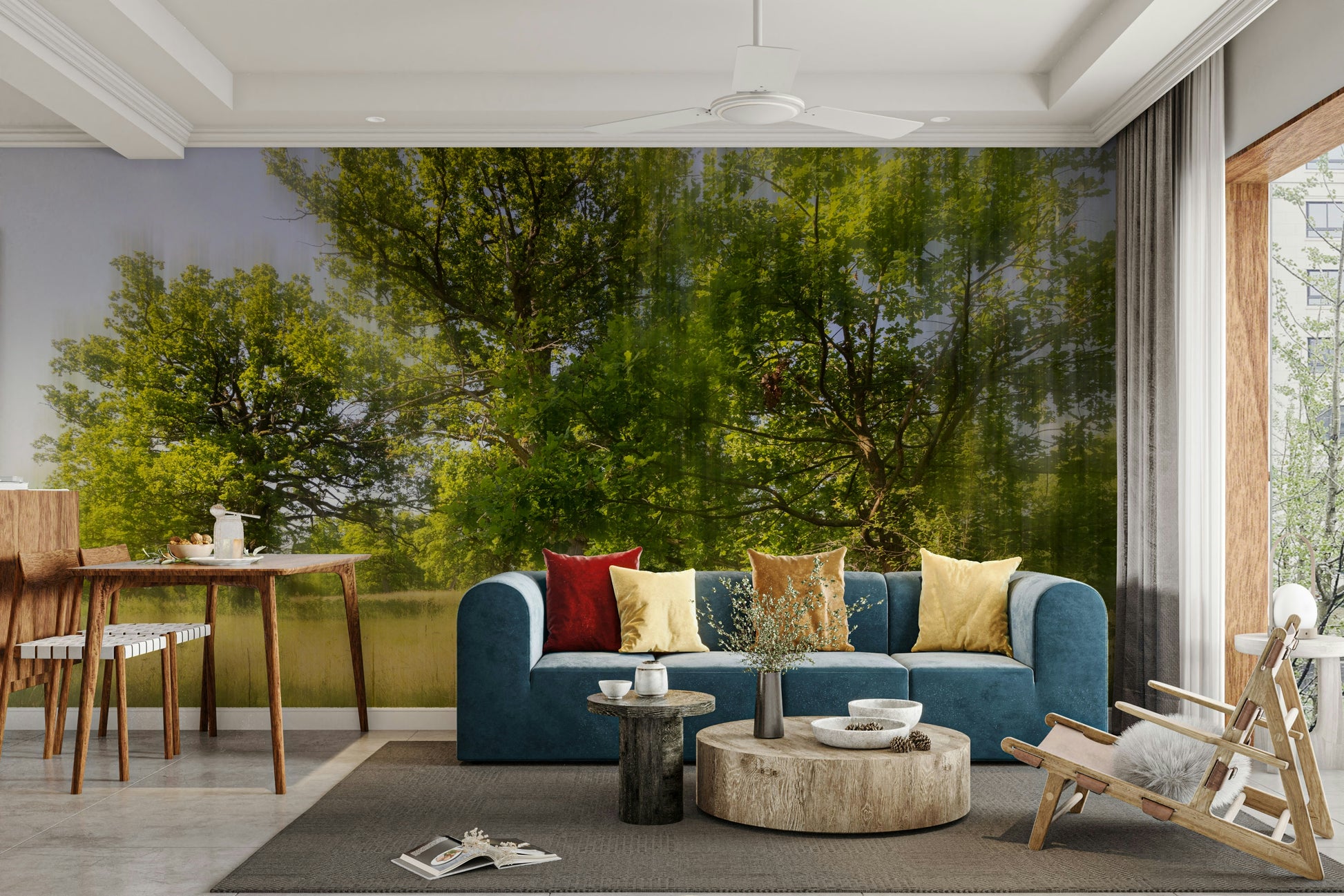 Green forest scene wallpaper for walls
