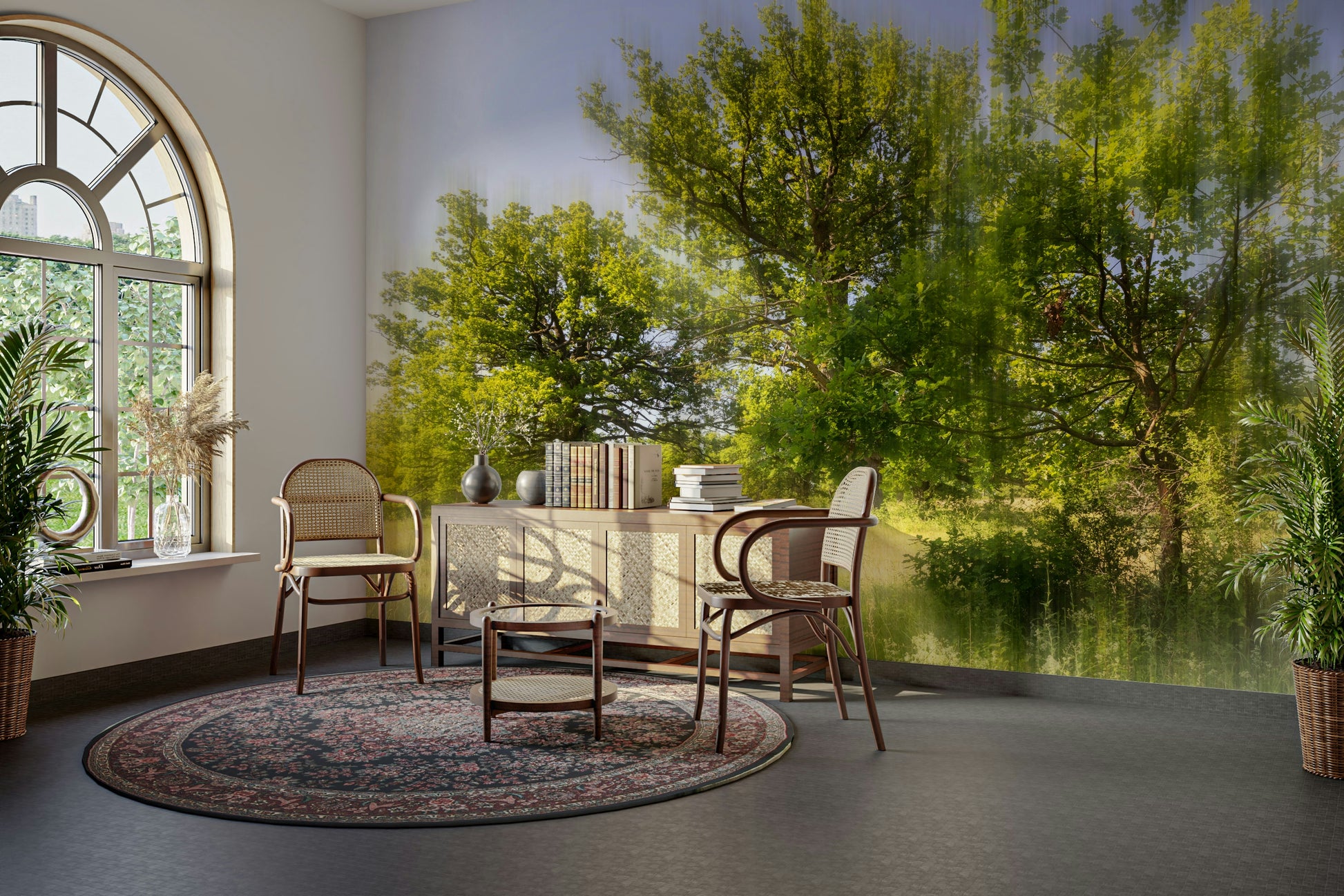 Natural greenery wall mural design
