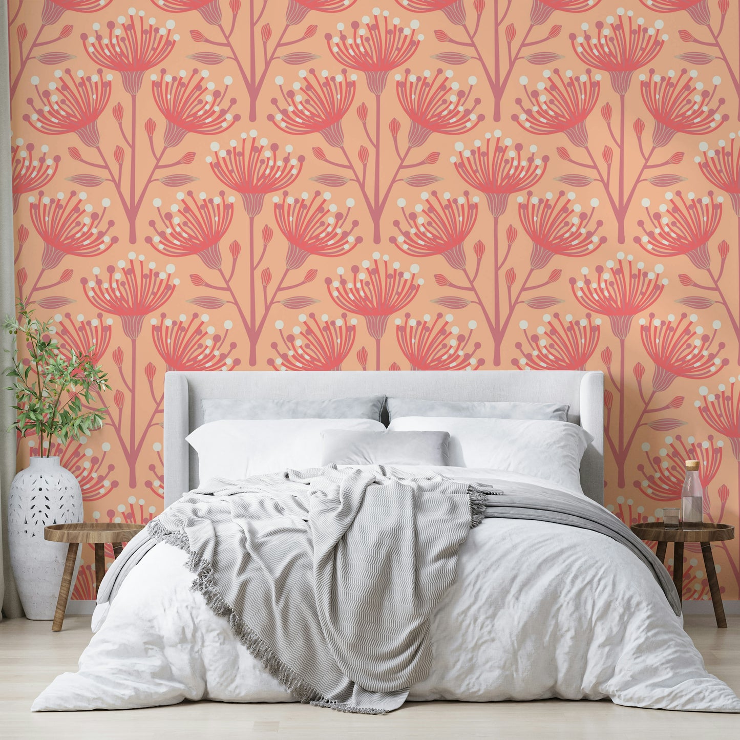Soft floral pattern with coral tones
