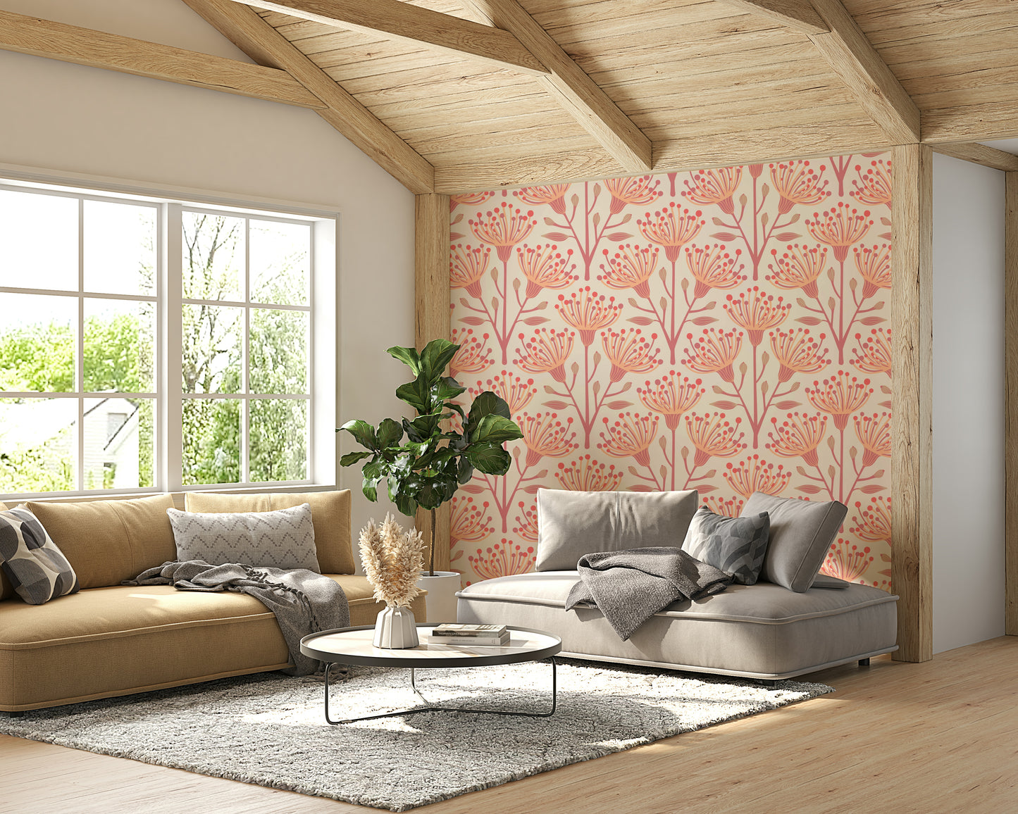 Light pastel floral wallpaper for walls
