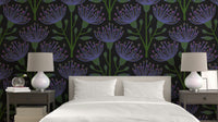 Dark eucalyptus floral mural wallpaper
