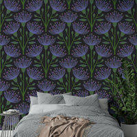 Purple flower and leaf mural
