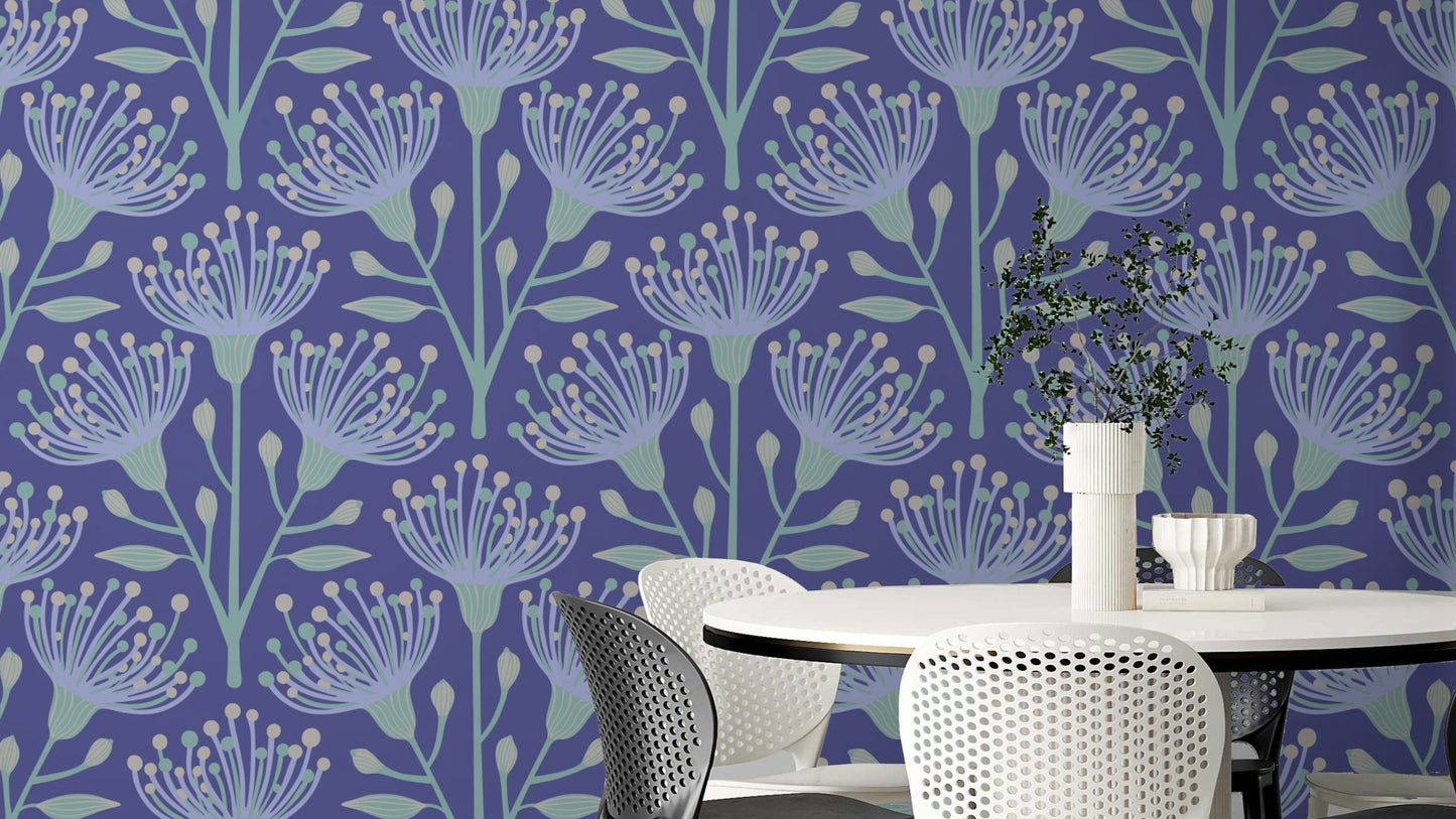 Calming floral pattern wall mural
