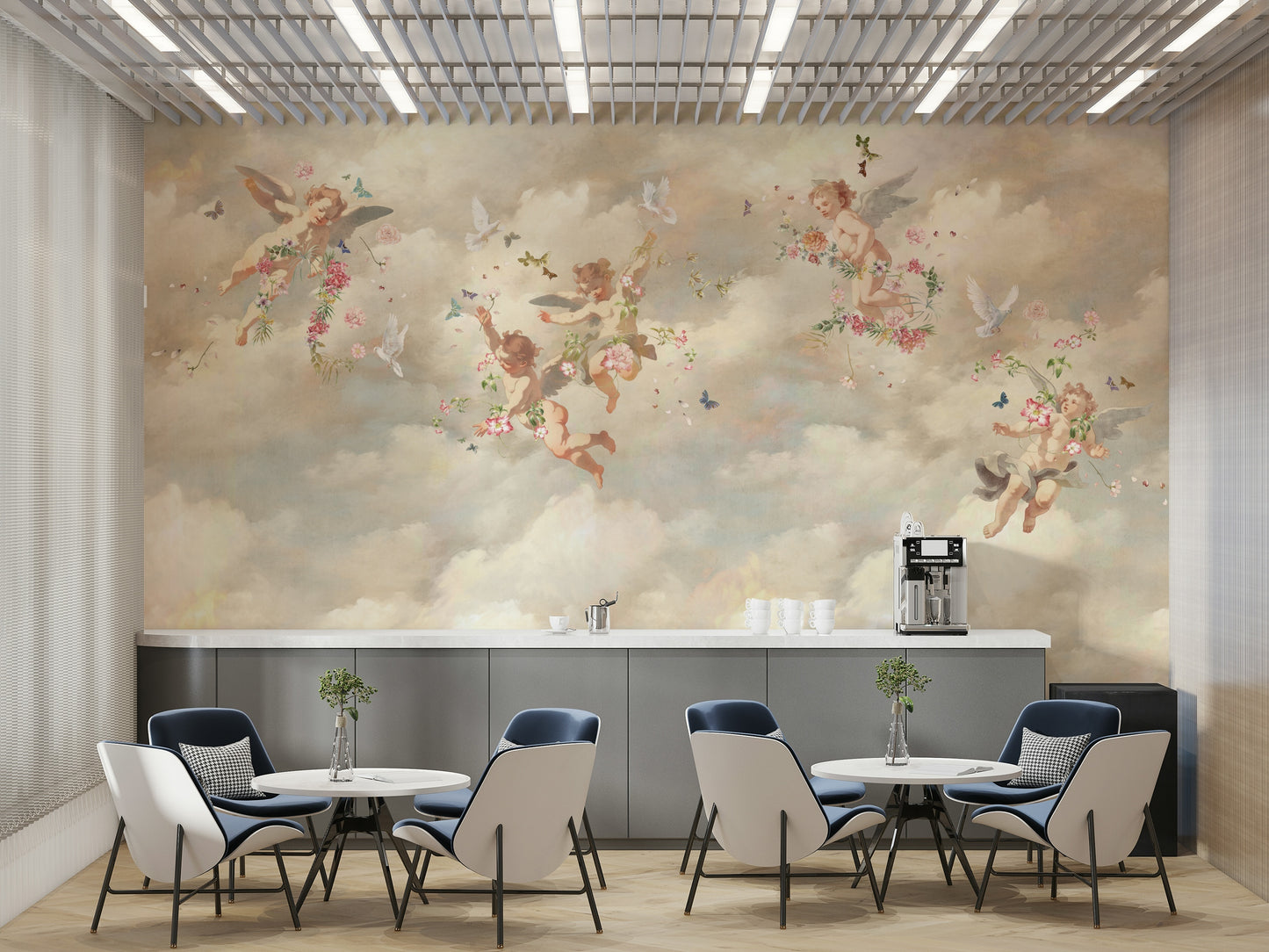 Calm nursery cloud mural design
