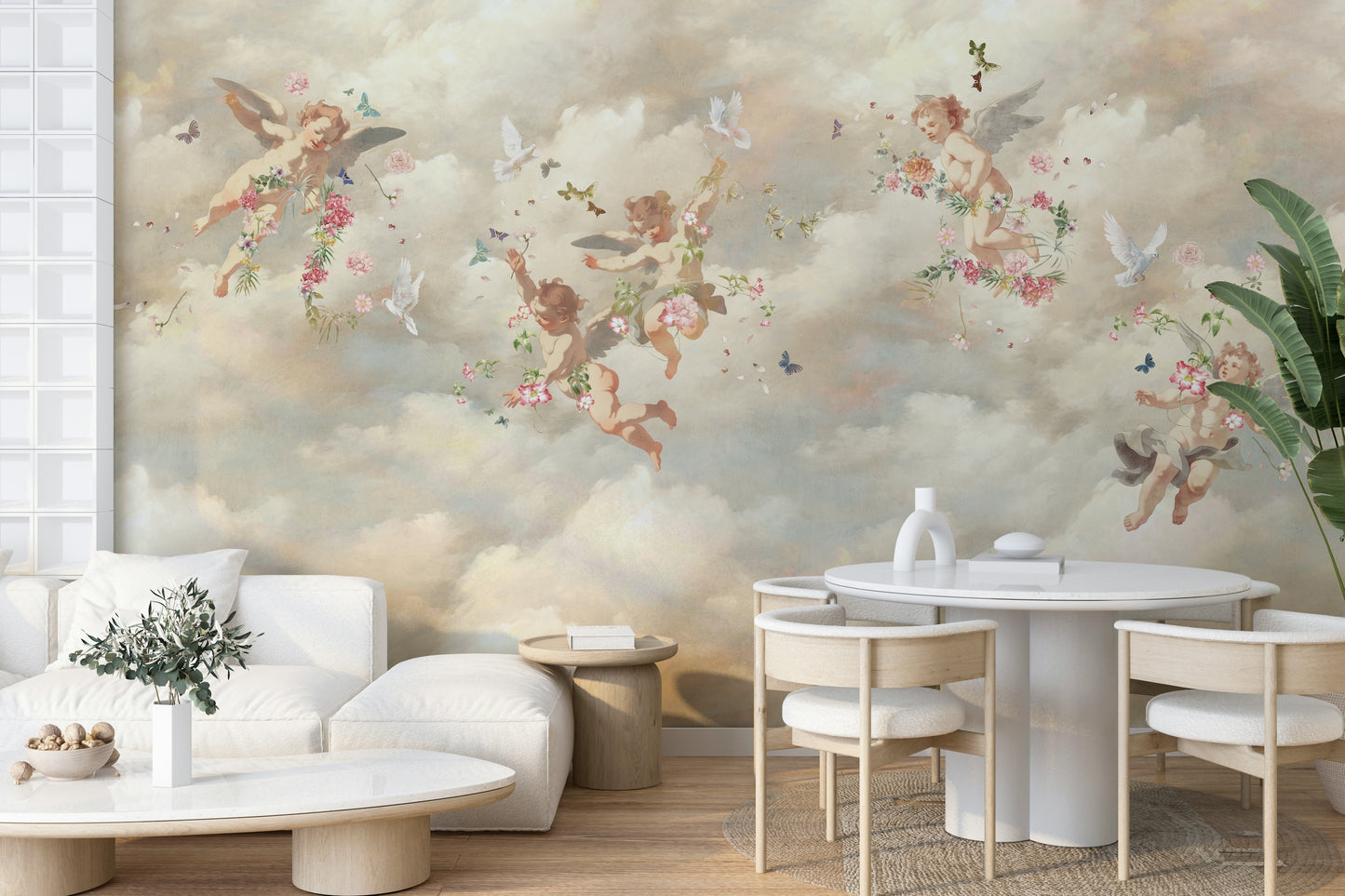 Soothing cloud mural for interiors
