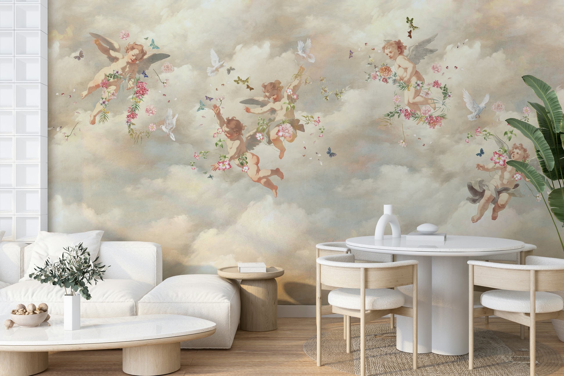 Soothing cloud mural for interiors
