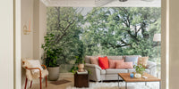 Green landscape wall mural design
