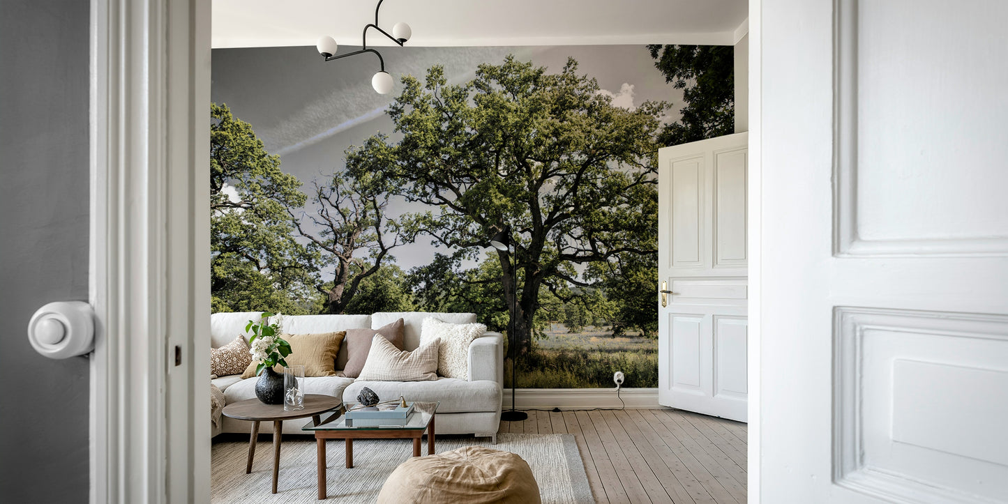 Green tree landscape wall mural
