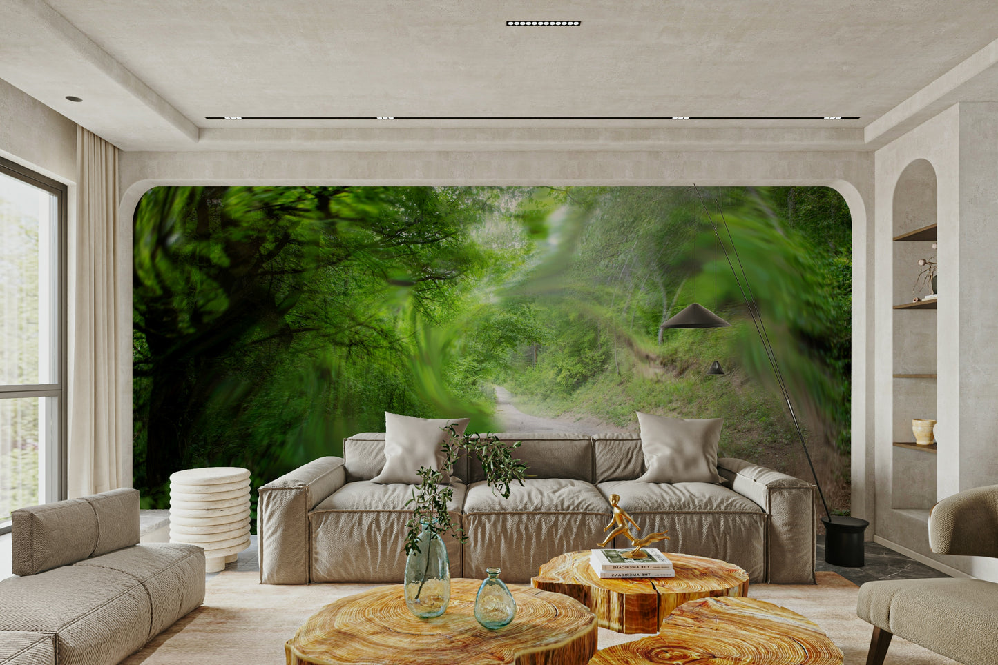 Soft forest road wallpaper for walls
