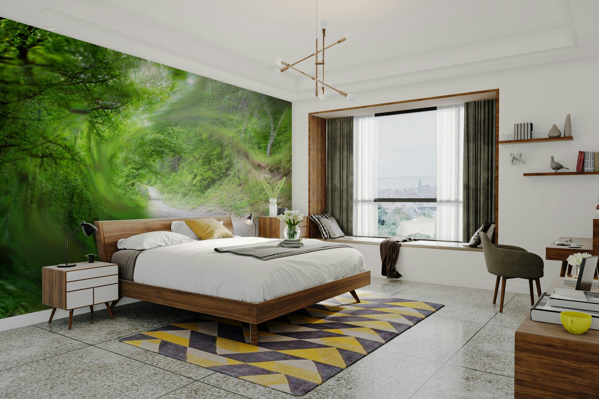 Quiet road scene mural wallpaper
