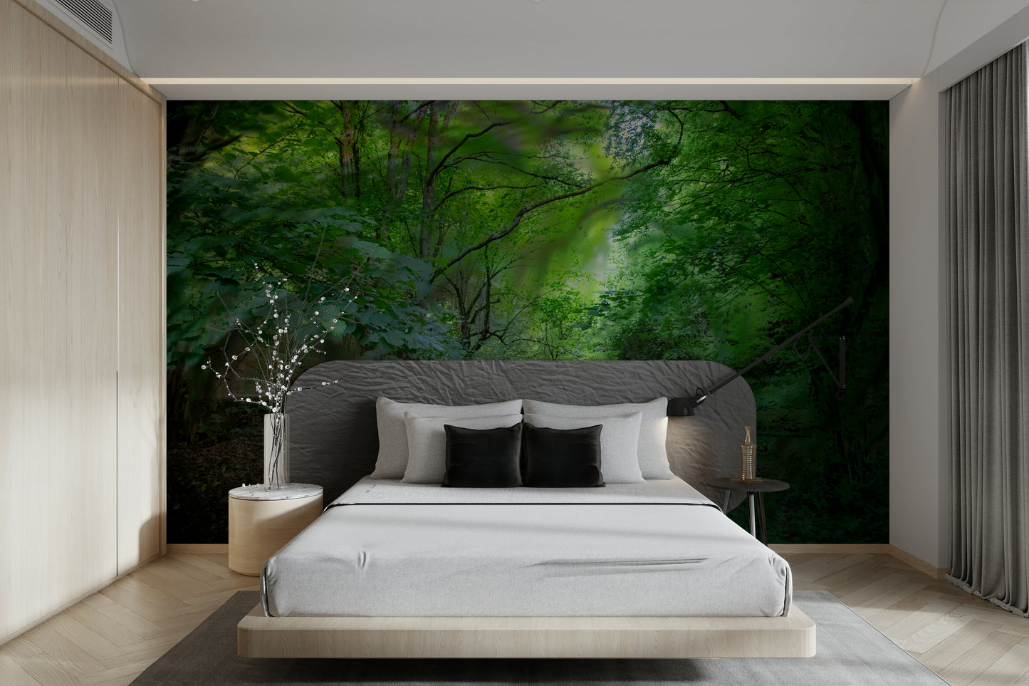 Serene nature scene mural design
