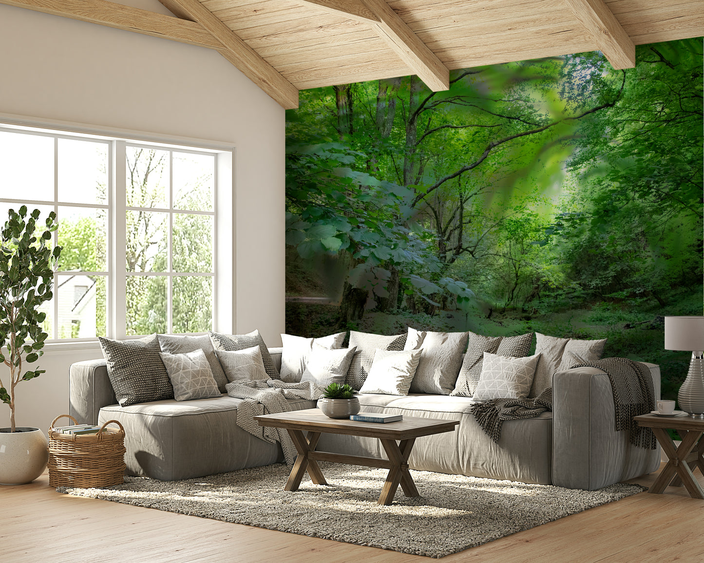 Green forest path wallpaper for walls
