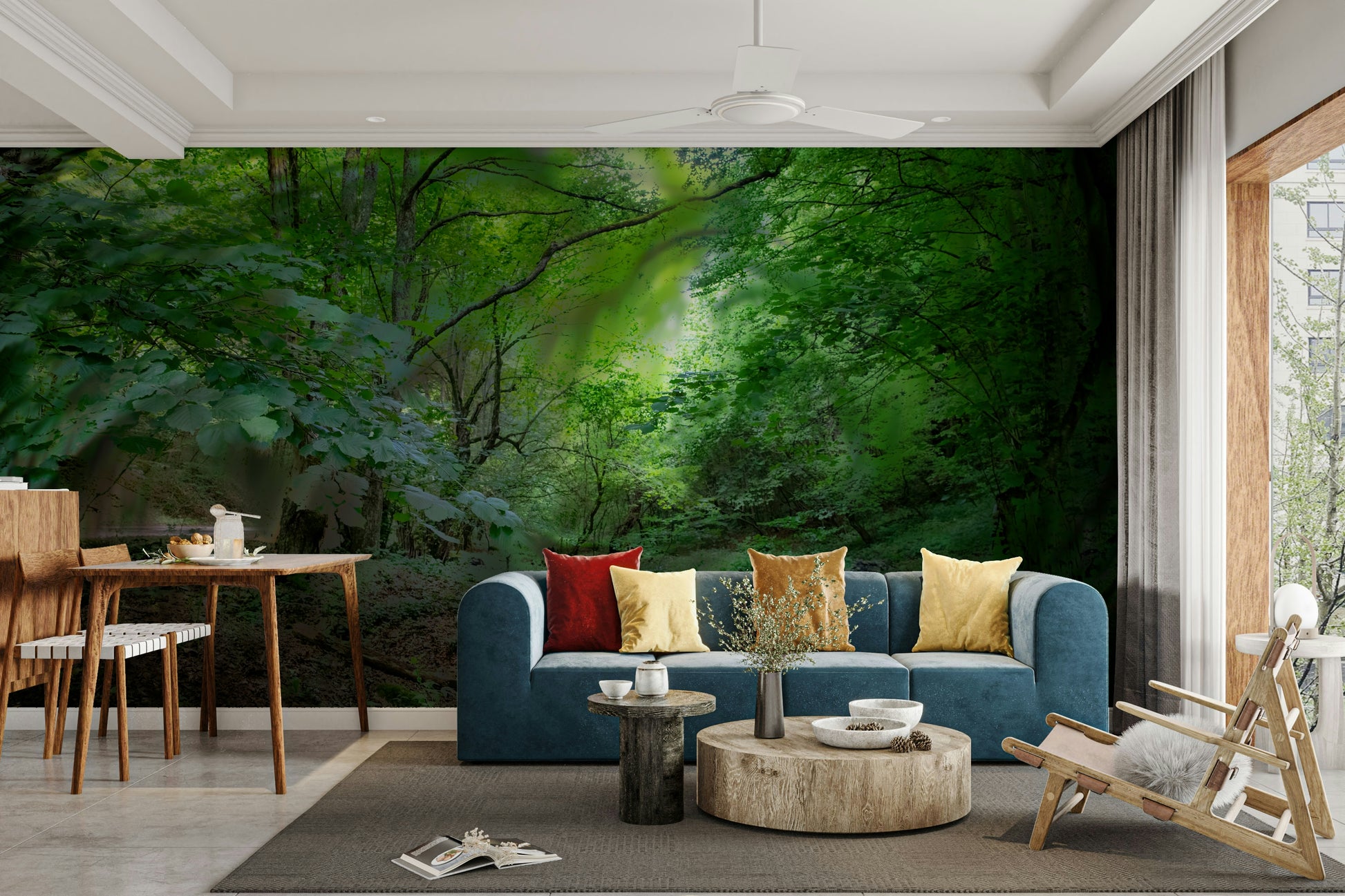 Natural green tones wall mural
