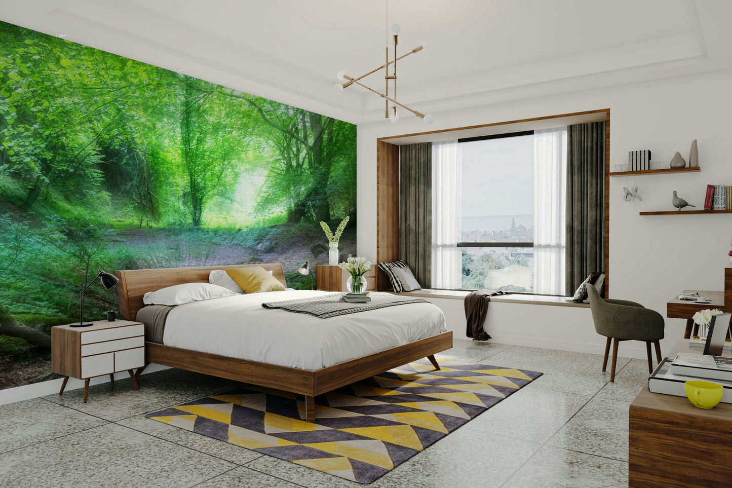 Tall tree wallpaper mural design
