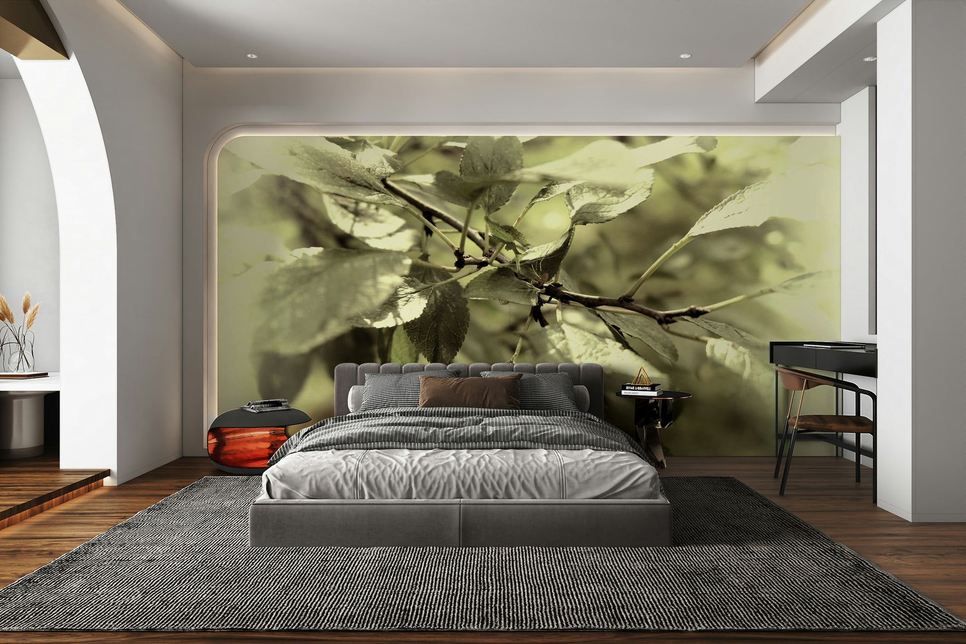 Botanical-themed wall wallpaper

