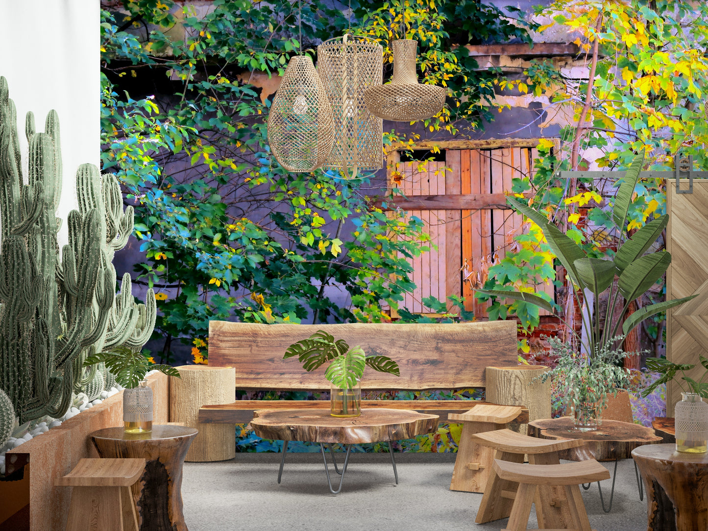 Overgrown Doorway: Nature's Embrace of Abandoned Ruins Wall Mural