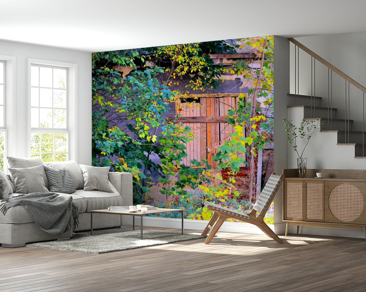 Overgrown Doorway: Nature's Embrace of Abandoned Ruins Wall Mural