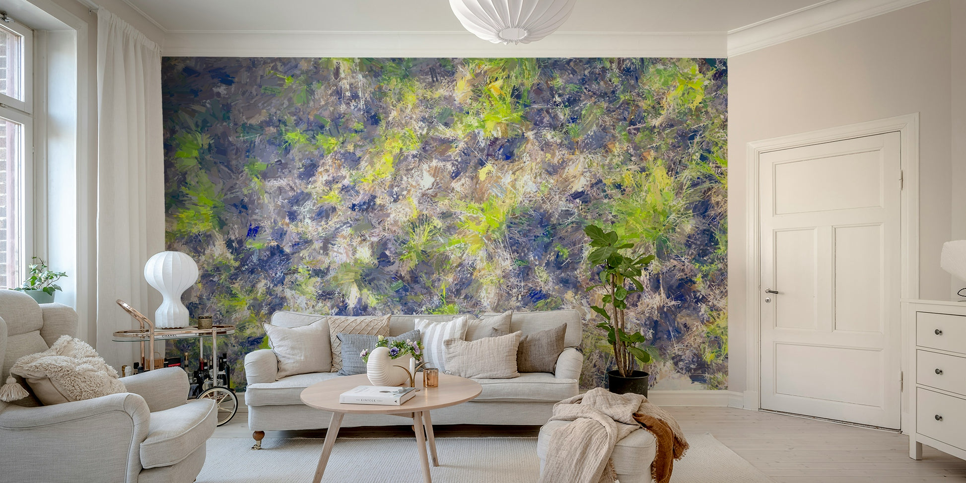 Close-up view of the mural's smooth, matte-finish material.

